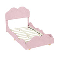 Twin Size Upholstered Platform Bed With Cloud Shaped Bed Board, Light Pink Light Pink Velvet