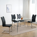 Modern Dining Chairs With Faux Leather Padded Seat Dining Living Room Chairs Upholstered Chair With Chrome Metal Legs Design For Kitchen, Living, Bedroom, Dining Room Side Chairs Set Of 4 Black Silver Metal