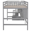 Full Size Loft Bed With Built In Desk, Bookshelves And Storage Staircase,Grey Old Sku:W504S00109 Full Grey Pine