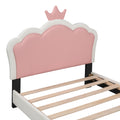 Twin Size Upholstered Princess Bed With Crown Headboard,Twin Size Platform Bed With Headboard And Footboard, White Pink Old Sku:Wf303336Aak Twin White Pu