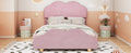 Full Size Upholstered Platform Bed With Cloud Shaped Bed Board, Light Pink Light Pink Velvet