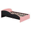 Full Size Pu Upholstered Tufted Daybed With Trundle And Cloud Shaped Guardrail, Pink Box Spring Not Required Full Pink Wood Daybeds Faux Leather Upholstered