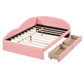 Full Size Pu Upholstered Tufted Daybed With Two Drawers And Cloud Shaped Guardrail, Pink Box Spring Not Required Full Pink Wood Faux Leather Upholstered