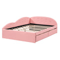 Full Size Pu Upholstered Tufted Daybed With Two Drawers And Cloud Shaped Guardrail, Pink Box Spring Not Required Full Pink Wood Faux Leather Upholstered