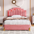 Full Size Upholstered Platform Bed With Led Lights And 4 Drawers, Stylish Irregular Metal Bed Legs Design, Pink Pink Velvet