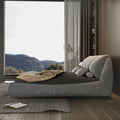 Queen Size Upholstered Platform Bed With Oversized Padded Backrest, Thickening Pinewooden Slats And Solid Wood Leg,Grey Queen Grey Pine Solid Wood