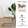 Modern Simple Rectangular Glass Dining Table, Solid Tempered Glass Countertop, Wood Transfer Metal Table Legs, White Pu Dining Chair Set, Suitable For Restaurant Kitchen Use Set Of 5 Upholstered Chair Glass White Pu Seats 4 Metal Rectangular Dining Table
