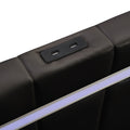 Queen Size Floating Bed Frame With Led Lights And Usb Charging,Modern Upholstered Platform Led Bed Frame,Black Black Pu