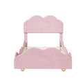 Twin Size Upholstered Platform Bed With Cloud Shaped Bed Board, Light Pink Light Pink Velvet