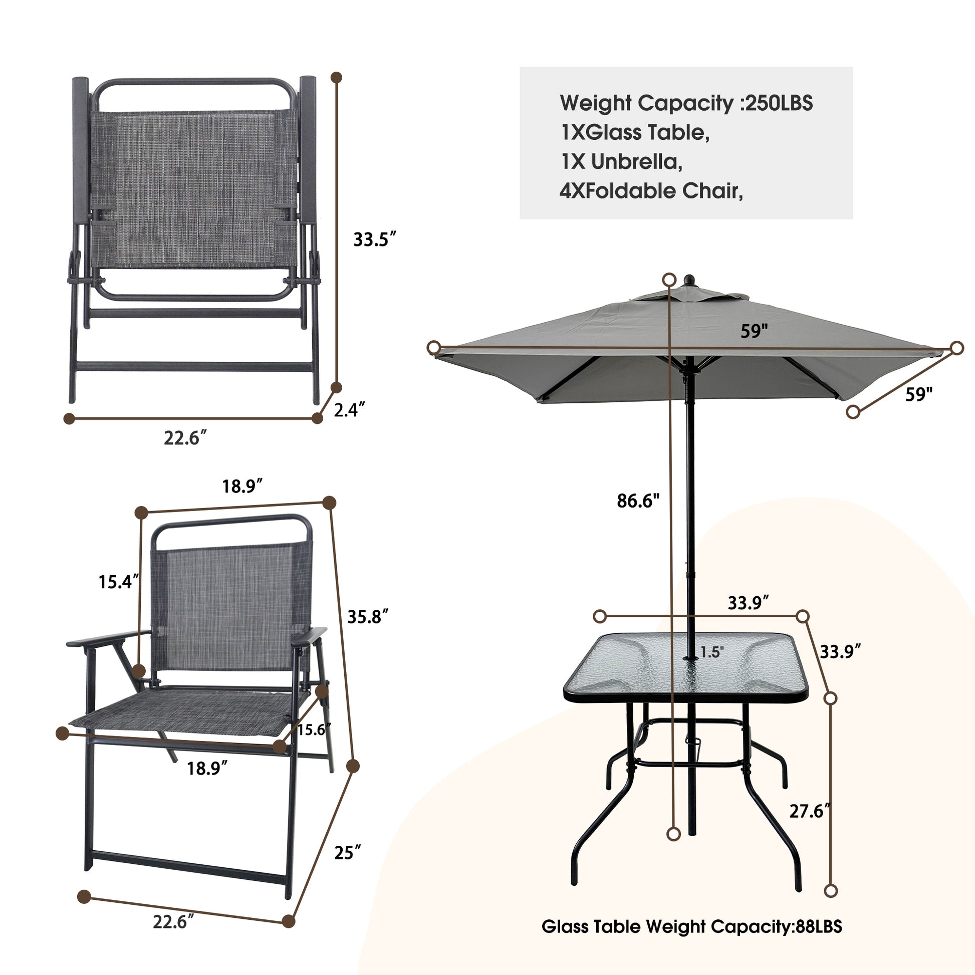 Outdoor Patio Dining Set For 4 People, Metal Patio Furniture Table And Chair Set With Umbrella, Black No Dining Set Grey Rust Resistant Frame Garden & Outdoor Complete Patio Sets Steel