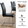 Modern Dining Chairs With Faux Leather Padded Seat Dining Living Room Chairs Upholstered Chair With Chrome Metal Legs Design For Kitchen, Living, Bedroom, Dining Room Side Chairs Set Of 4 Black Silver Metal