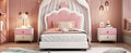 Twin Size Upholstered Princess Bed With Crown Headboard,Twin Size Platform Bed With Headboard And Footboard, White Pink Old Sku:Wf303336Aak Twin White Pu