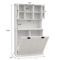 Two Compartment Tilt Out Dirty Laundry Basket Tall Bathroom Cabinet With 2 Adjustable Shelves White White Mdf