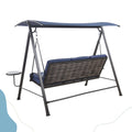 Steel 3 Seater Swing Porch Swing With Canopy Yes Complete Patio Set Blue Weather Resistant Frame Fade Resistant Cushion Garden & Outdoor Complete Patio Sets Steel Steel