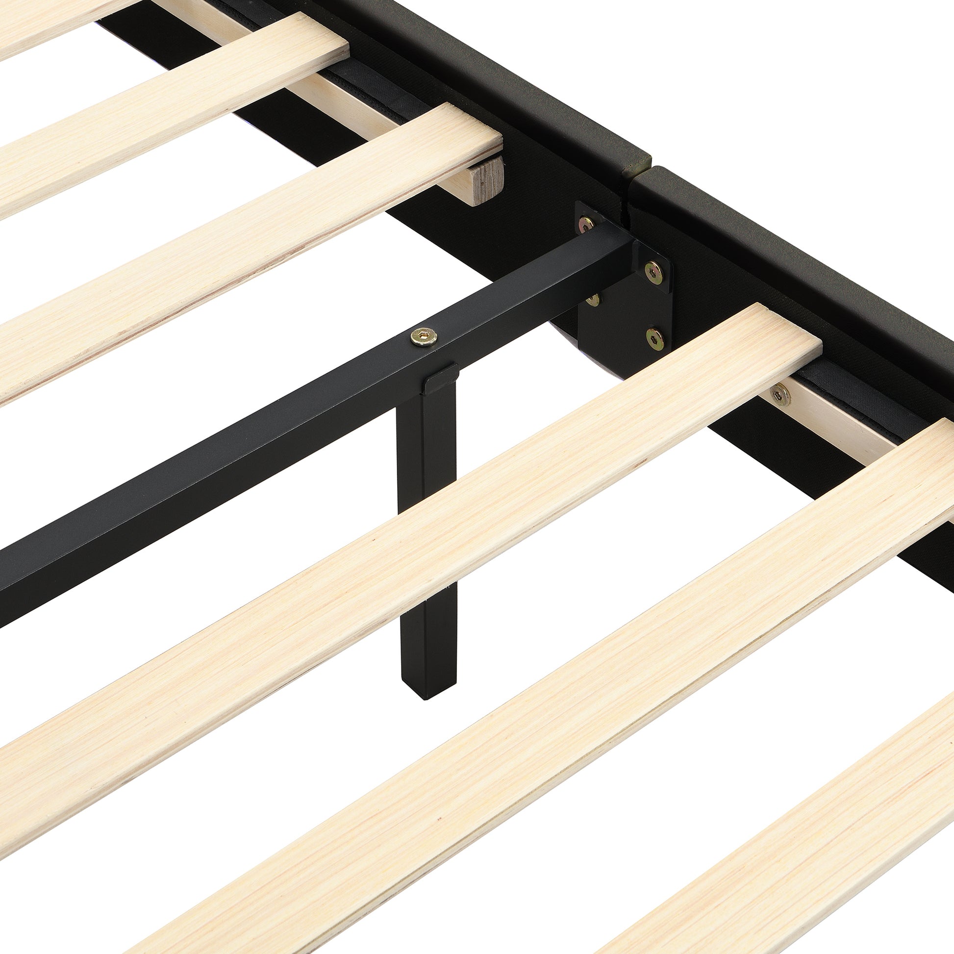 Queen Size Floating Bed Frame With Led Lights And Usb Charging,Modern Upholstered Platform Led Bed Frame,Black Black Pu