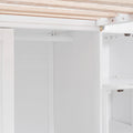 Double Twin Loft Beds With Wardrobes And Staircase, White White Solid Wood Mdf