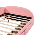 Full Size Pu Upholstered Tufted Daybed With Two Drawers And Cloud Shaped Guardrail, Pink Box Spring Not Required Full Pink Wood Faux Leather Upholstered