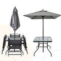 Outdoor Patio Dining Set For 4 People, Metal Patio Furniture Table And Chair Set With Umbrella, Black No Dining Set Grey Rust Resistant Frame Garden & Outdoor Complete Patio Sets Steel