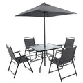 Outdoor Patio Dining Set For 4 People, Metal Patio Furniture Table And Chair Set With Umbrella, Black No Dining Set Grey Rust Resistant Frame Garden & Outdoor Complete Patio Sets Steel