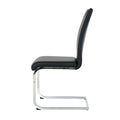 Modern Dining Chairs With Faux Leather Padded Seat Dining Living Room Chairs Upholstered Chair With Chrome Metal Legs Design For Kitchen, Living, Bedroom, Dining Room Side Chairs Set Of 4 Black Silver Metal