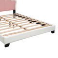Full Size Upholstered Princess Bed With Crown Headboard,Full Size Platform Bed With Headboard And Footboard, White Pink Full White Pu
