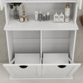 Two Compartment Tilt Out Dirty Laundry Basket Tall Bathroom Cabinet With 2 Adjustable Shelves White White Mdf