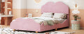 Full Size Upholstered Platform Bed With Cloud Shaped Bed Board, Light Pink Light Pink Velvet