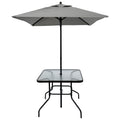 Outdoor Patio Dining Set For 4 People, Metal Patio Furniture Table And Chair Set With Umbrella, Black No Dining Set Grey Rust Resistant Frame Garden & Outdoor Complete Patio Sets Steel