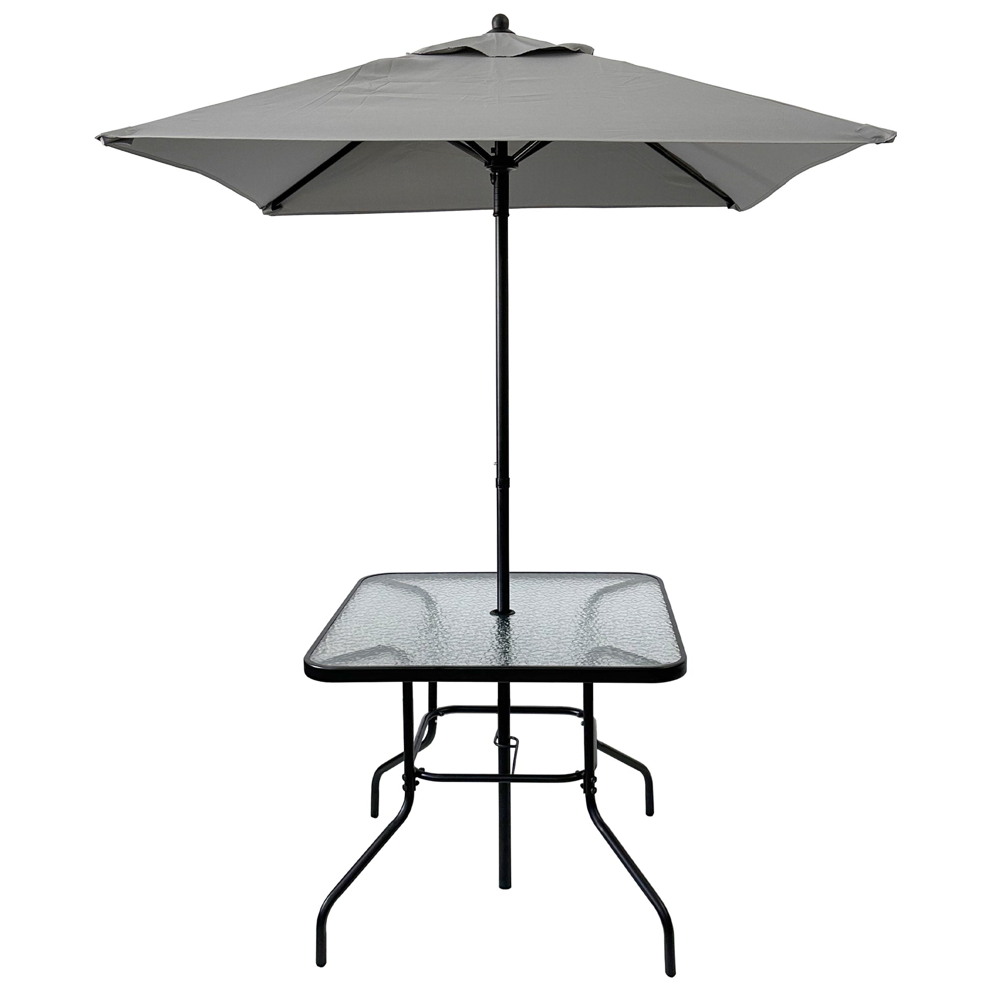 Outdoor Patio Dining Set For 4 People, Metal Patio Furniture Table And Chair Set With Umbrella, Black No Dining Set Grey Rust Resistant Frame Garden & Outdoor Complete Patio Sets Steel