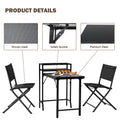 3Pcs Patio Bistro Set, Patio Set Of Foldable Patio Table And Chairs,Outdoor Patio Furniture Sets,Black No Complete Patio Set Black Rust Resistant Frame Garden & Outdoor 2 Person Seating Group Steel Steel