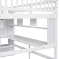 Full Size Loft Bed With Built In Desk, Bookshelves And Storage Staircase,White Full White American Design Pine