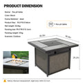 37 Inch Outdoor Gas Fire Pit, 46,000 Btu Steel Fire Table Fire Pit Set Grey Rust Resistant Frame Garden & Outdoor Steel