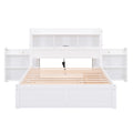 Full Size Storage Platform Bed With Pull Out Shelves, Twin Size Trundle And 2 Drawers, White Box Spring Not Required Full White Wood Bedroom Bed Frame Solid Wood Mdf