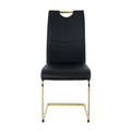 Modern Style Glass Dining Table, Elegant Transparent Design, Solid Support Base, Black Dining Chair Set, Gold Plated Chair Legs, Suitable For Restaurant Kitchen Use Set Of 9 Metal Glass Black Gold Mdf Metal