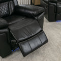 Home Theater Seating Manual Recliner Chair With Led Light Strip For Living Room,Bedroom, Black Black Foam Faux Leather