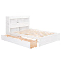 Full Size Storage Platform Bed With Pull Out Shelves, Twin Size Trundle And 2 Drawers, White Box Spring Not Required Full White Wood Bedroom Bed Frame Solid Wood Mdf