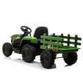 12V Kids Ride On Tractor With Trailer, Battery Powered Electric Car W Music, Usb, Music, Led Lights, Vehicle Toy For 3 To 6 Ages, Dark Green Blackish Green Polypropylene