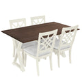5 Piece 62*35.2Inch Extendable Rubber Wood Dining Table Set With X Shape Legs,Console Table With Two 8.8Inch Wide Flip Lids And Upholstered Dining Chairs ,Beige Wood Dining Room Folding Rubberwood Rectangular Dining Table With Chair Upholstered Chair