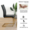 Modern Style Glass Dining Table, Elegant Transparent Design, Solid Support Base, Black Dining Chair Set, Gold Plated Chair Legs, Suitable For Restaurant Kitchen Use Set Of 5 Black Gold Seats 4 Mdf Glass