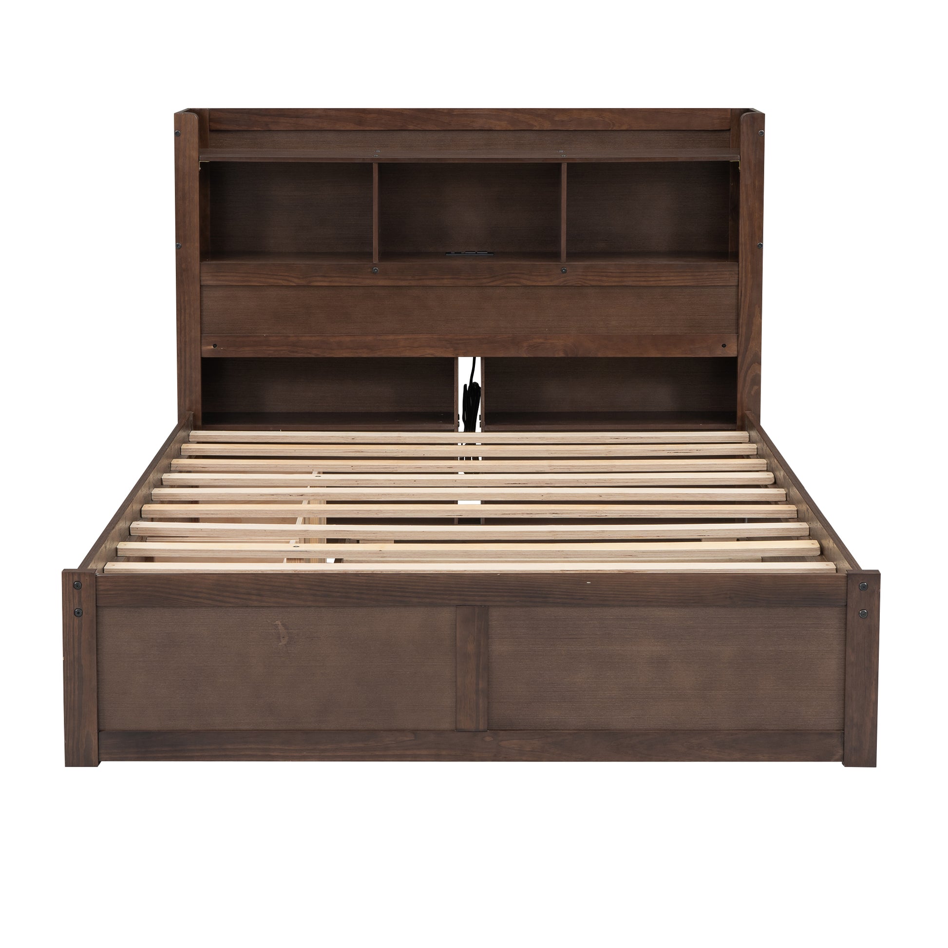 Full Size Storage Platform Bed With Pull Out Shelves, Twin Size Trundle And 2 Drawers, Espresso Box Spring Not Required Full Espresso Wood Bedroom Bed Frame Solid Wood Mdf