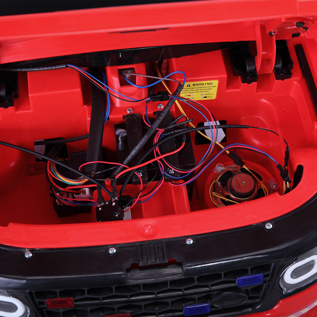 12V Kid Ride On Police Car With Parental Remote Control, Battery Powered Electric Truck With Siren, Flashing Lights, Music, Spring Suspension, Red Red Polypropylene