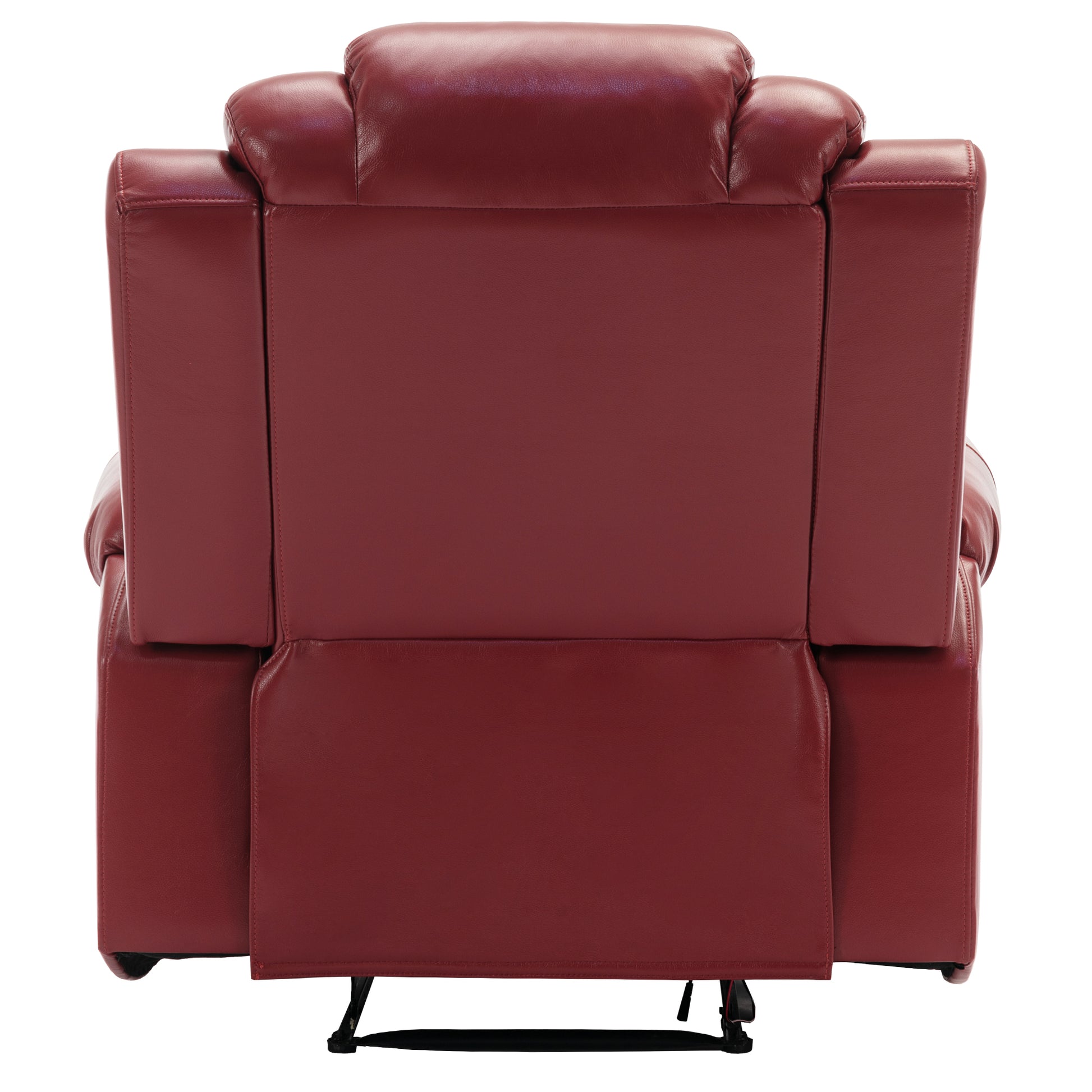 3 Pieces Recliner Sofa Sets Home Theater Seating Manual Recliner Chair With Center Console And Led Light Strip For Living Room, Wine Red Wine Red Foam Faux Leather