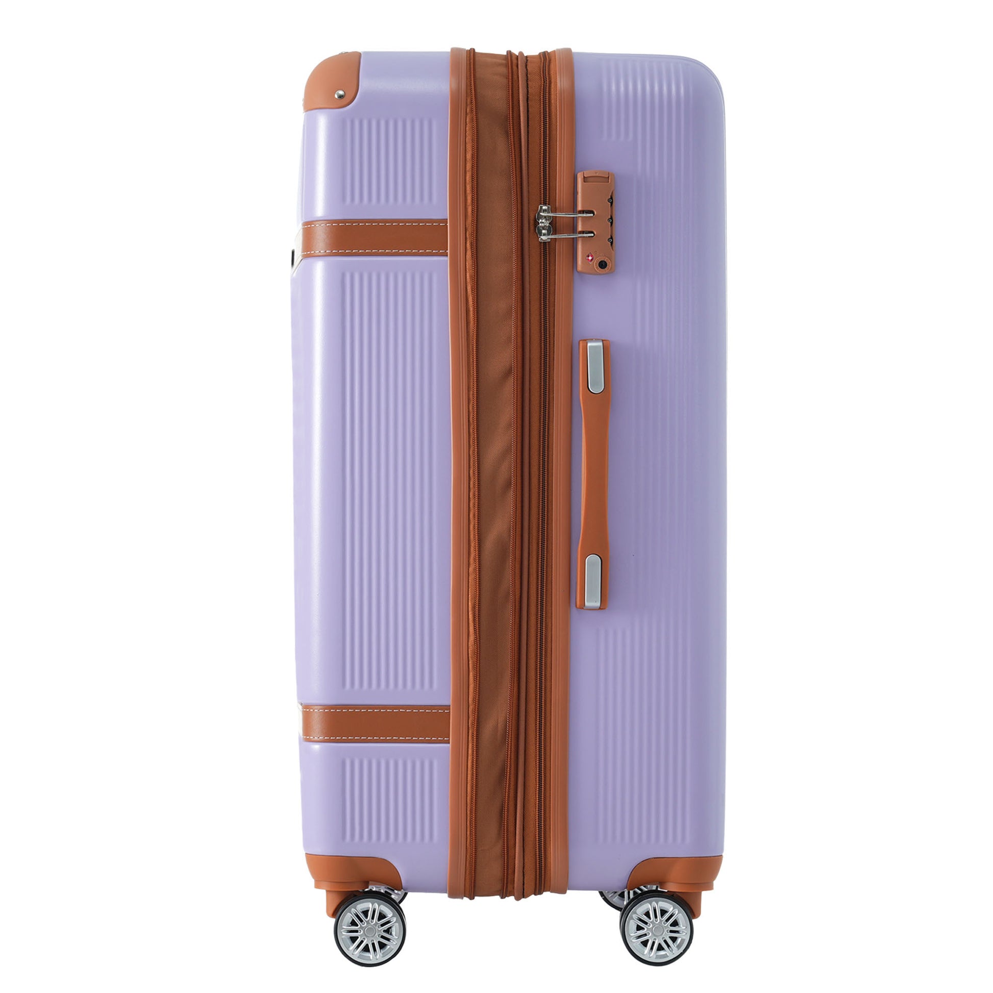 Hardshell Luggage Sets 3 Piece Double Spinner 8 Wheels Suitcase With Tsa Lock Lightweight 20''24''28'' Lilac Abs