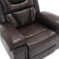 Home Theater Seating Manual Recliner Chair With Led Light Strip For Living Room,Bedroom, Brown Brown Foam Faux Leather