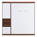 Full Size Murphy Bed Wall Bed With Cabinet,White Full White Solid Wood Mdf