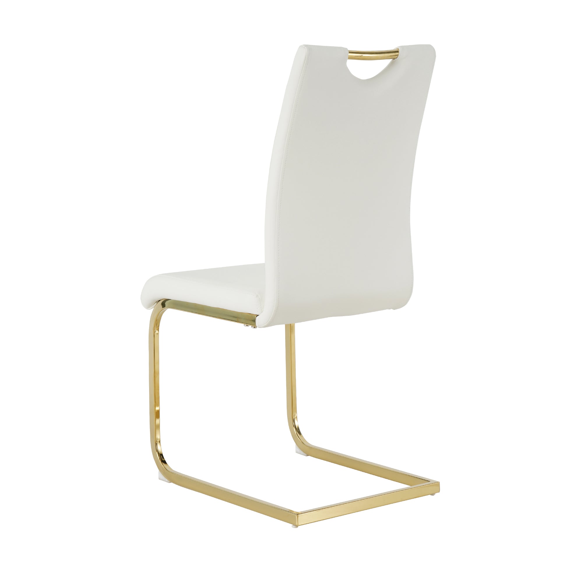 Modern Dining Chairs With Faux Leather Padded Seat Dining Living Room Chairs Upholstered Chair With Gold Metal Legs Design For Kitchen, Living, Bedroom, Dining Room Side Chairs Set Of 4 White Gold Metal