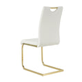 Modern Style Glass Dining Table, Elegant Transparent Design, Solid Support Base, White Dining Chair Set, Gold Plated Legs, Suitable For Restaurant Kitchen Use Set Of 5 White Gold Seats 4 Mdf Glass