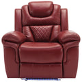 3 Pieces Recliner Sofa Sets Home Theater Seating Manual Recliner Chair With Center Console And Led Light Strip For Living Room, Wine Red Wine Red Foam Faux Leather