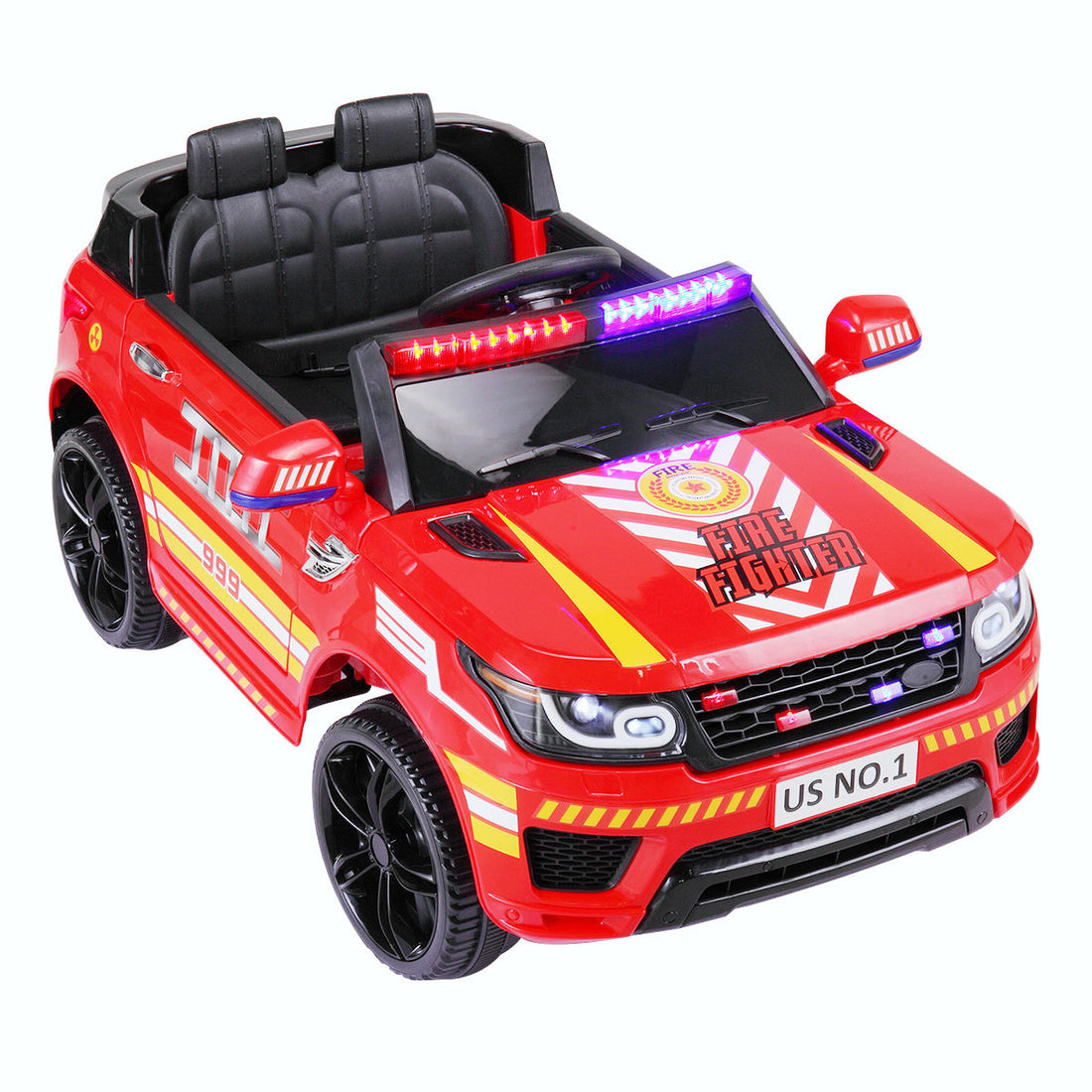 12V Kid Ride On Police Car With Parental Remote Control, Battery Powered Electric Truck With Siren, Flashing Lights, Music, Spring Suspension, Red Red Polypropylene