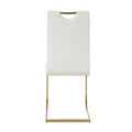 Modern Style Glass Dining Table, Elegant Transparent Design, Solid Support Base, White Dining Chair Set, Gold Plated Legs, Suitable For Restaurant Kitchen Use Set Of 5 White Gold Seats 4 Mdf Glass